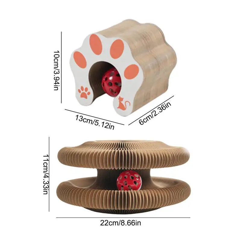 Foldable Cat Scratcher with Ball Track – Interactive Accordion Toy