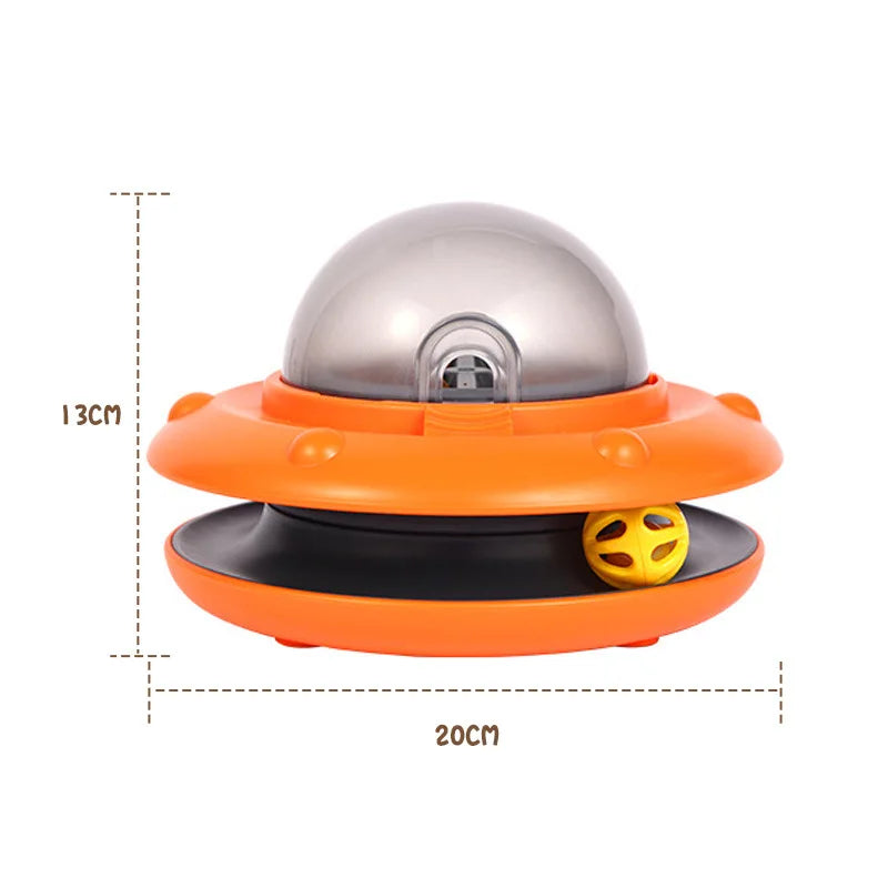 Spaceship Cat Turntable Toy – Interactive Treat Dispenser & Teaser