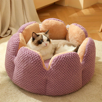 Charming Petal Cat & Dog Bed – Soft, Warm, and Cozy!