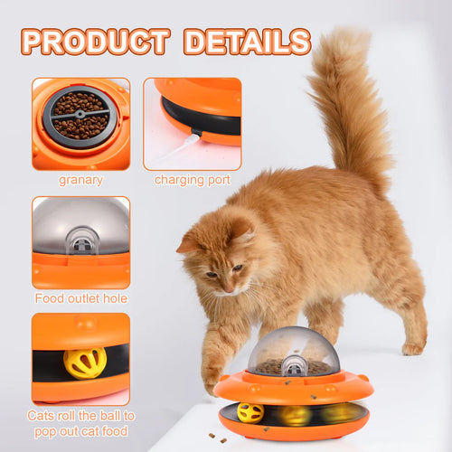 Spaceship Cat Turntable Toy – Interactive Treat Dispenser & Teaser