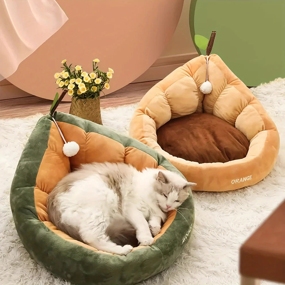 All-Season Cat Bed – Semi-Enclosed, Thick & Cozy Design