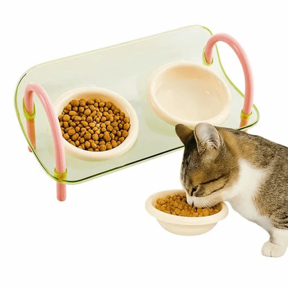 Double Elevated Cat Bowls – Adjustable Anti-Flip Food & Water Feeder
