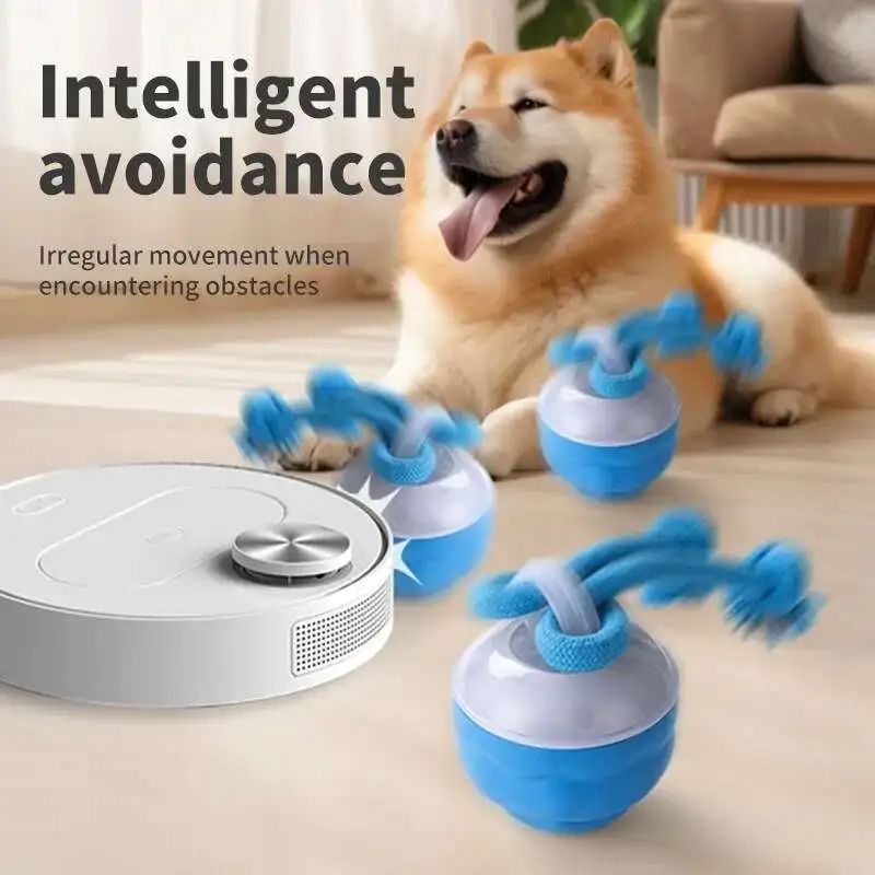 Interactive Dog Toys Smart Rolling Ball With Rope Motion