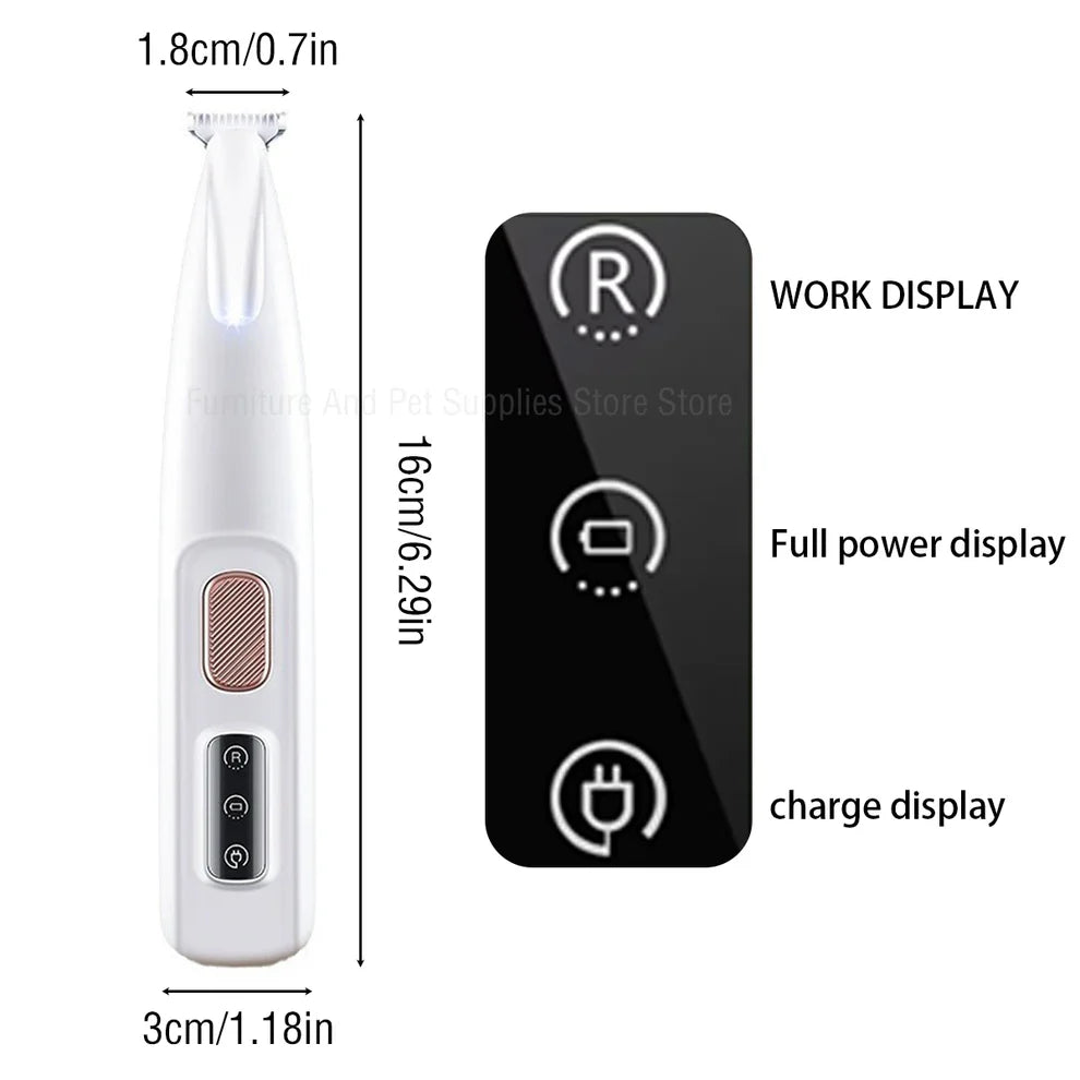 Dog Paw Trimmer with LED Light – Waterproof Grooming Clippers