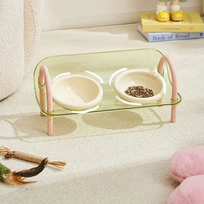 Double Elevated Cat Bowls – Adjustable Anti-Flip Food & Water Feeder
