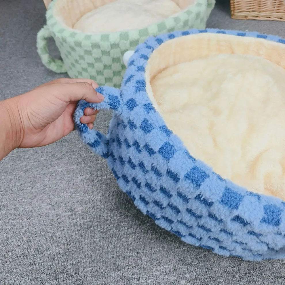 Round Eyelet Sponge Pet Kennel – Warm Bed for Cats & Small Dogs