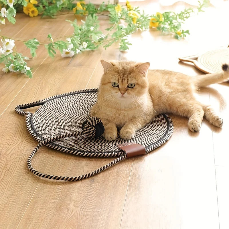 Deluxe Sisal Cat Scratching Mat – Durable Pad with Ball Toy