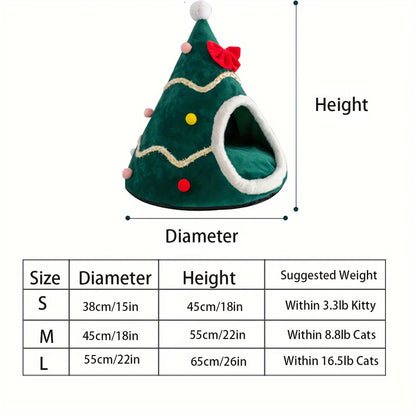 Christmas Tree Cat Bed – Festive Design with Non-Slip Base