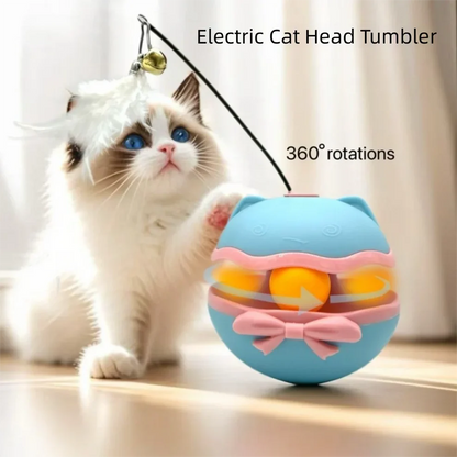 Interactive Cat Tumbler Toy with Bell – Spinning Roller Track & Teasing Stick
