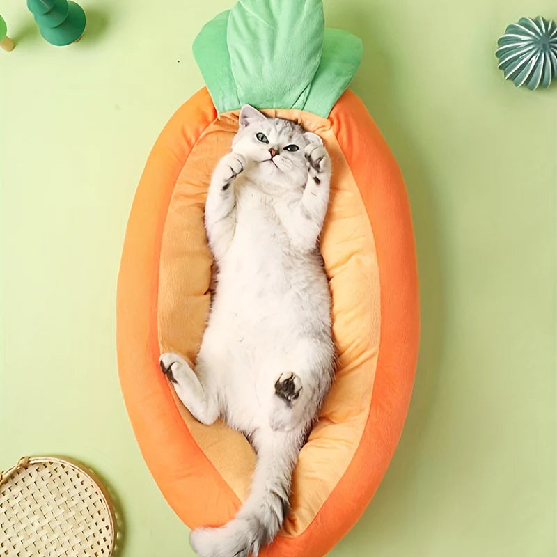 Reversible Carrot Pet Bed – Cozy & Washable Design