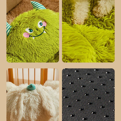 Cartoon Monster Pet Nest – Warm & Washable for Cats & Dogs