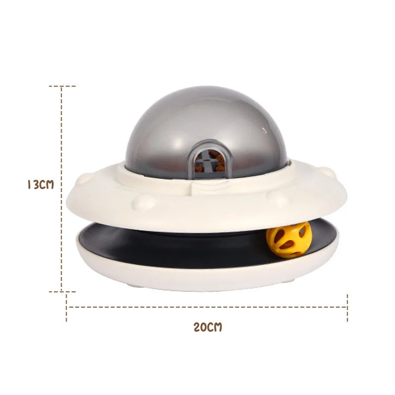Spaceship Cat Turntable Toy – Interactive Treat Dispenser & Teaser