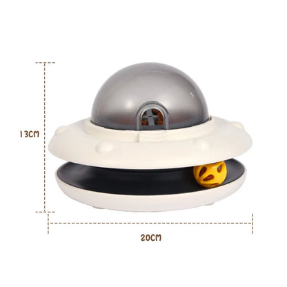 Spaceship Cat Turntable Toy – Interactive Treat Dispenser & Teaser