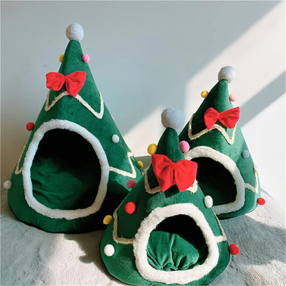 Christmas Tree Cat Bed – Festive Design with Non-Slip Base