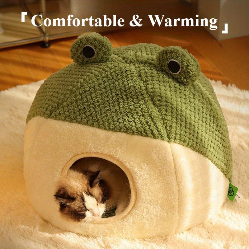 Adorable Frog-Shaped Cat Bed - Cozy Comfort for Cats