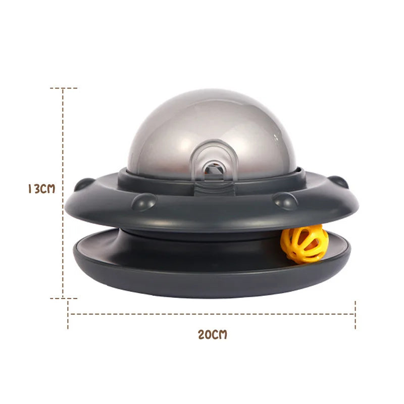 Spaceship Cat Turntable Toy – Interactive Treat Dispenser & Teaser