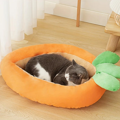 Reversible Carrot Pet Bed – Cozy & Washable Design