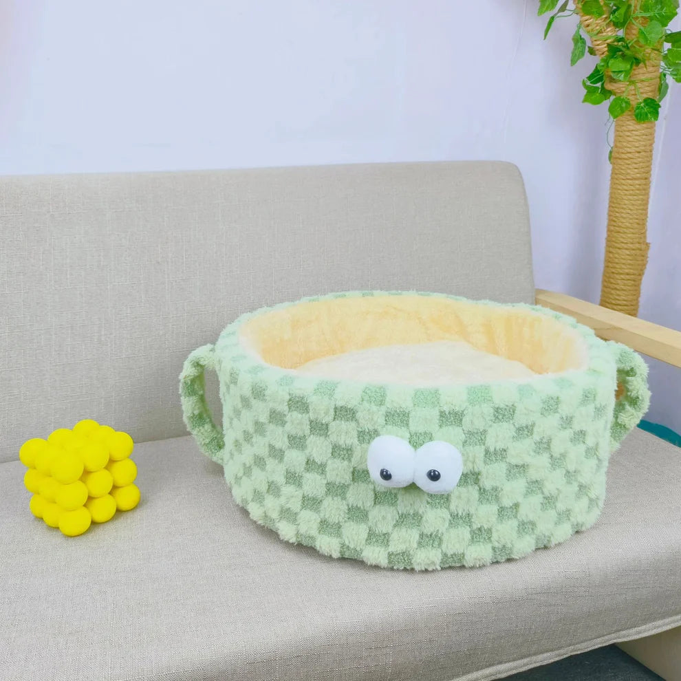 Round Eyelet Sponge Pet Kennel – Warm Bed for Cats & Small Dogs