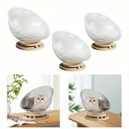 All-Season Space Capsule Cat Bed with Trackball Toy – Easy & Fun!