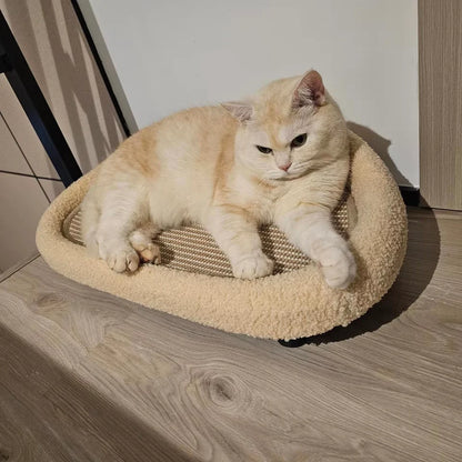 2-in-1 Warm Cat Bed & Sisal Scratching Pad – Cozy & Durable!
