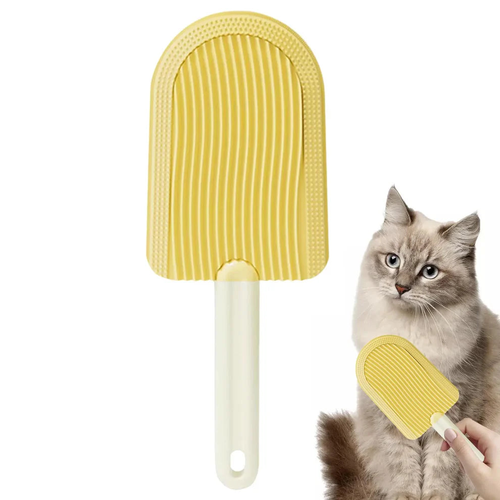 Pet Ice Cream Massage Comb – Soft, Rounded Bristles for Easy Fur Removal & Hairball Reduction
