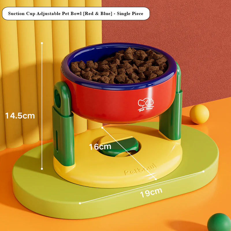 Suction Cup Adjustable Pet Bowl – Tilted, Spill-Proof & Neck-Friendly Design