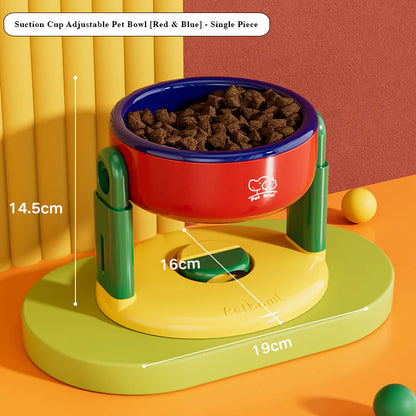 Suction Cup Adjustable Pet Bowl – Tilted, Spill-Proof & Neck-Friendly Design